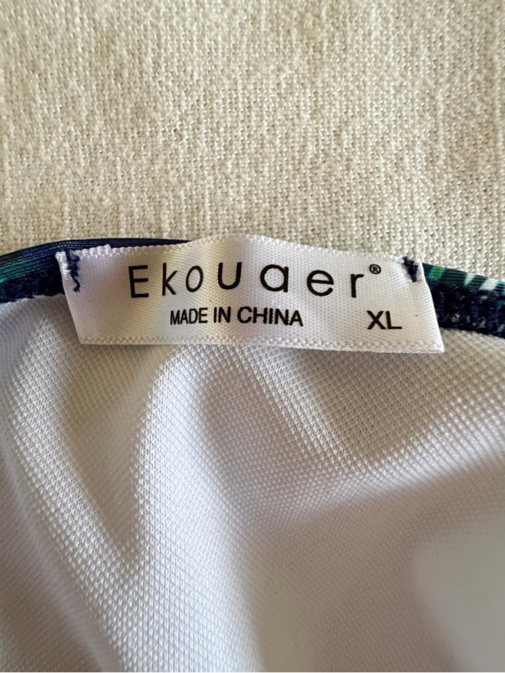 Ekouaer Swimsuit Womens XL Blue Floral One Piece Padded Tank Ruched Tropical - Picture 8 of 9
